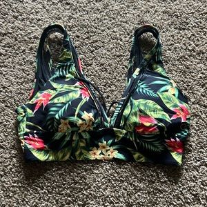 Tropical print Calia swim top.